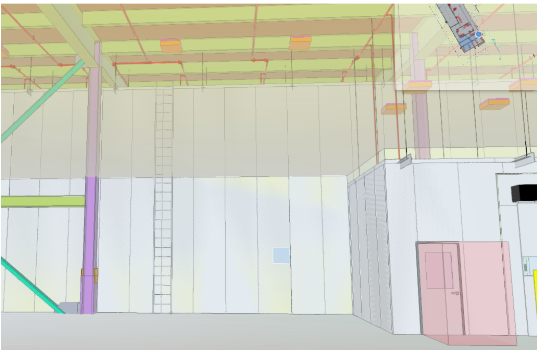 (location two) Ladder showing between Structural Steel and Man Door